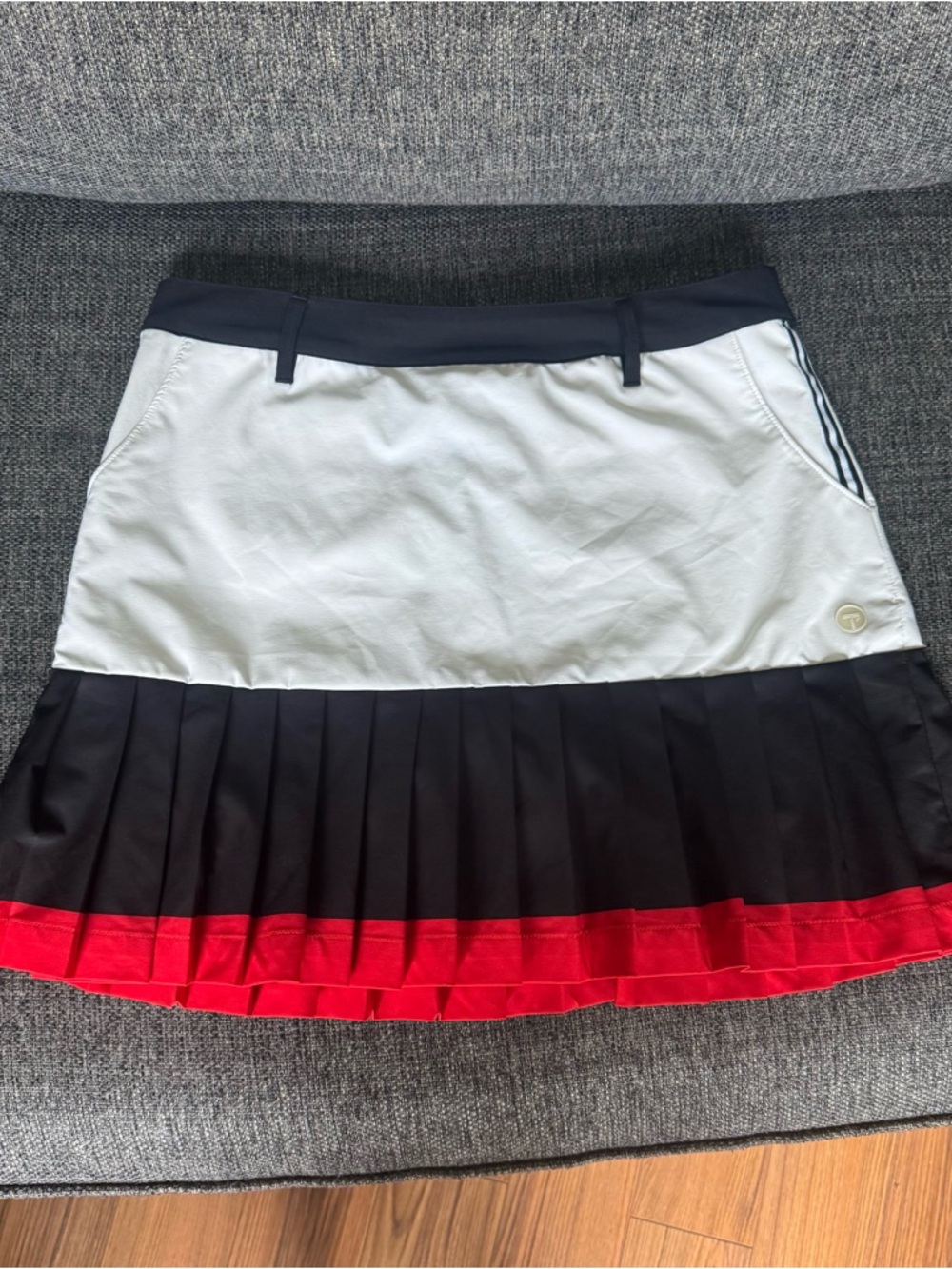 Tribal Sport White, Black & Red Pleated Skater Skort